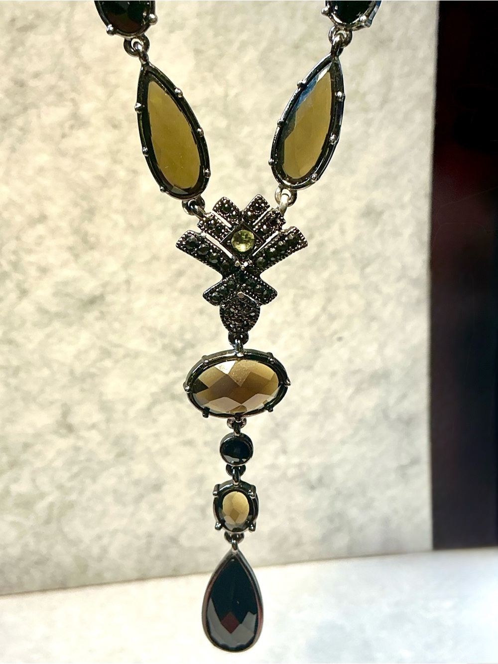 Vintage Crazy Horse By Liz Claiborne Necklace & Earrings Victorian Revival Goth